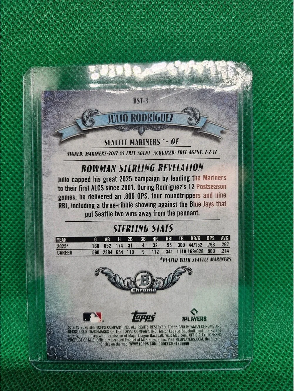 Julio Rodriguez #BST-3 - 2026 Bowman Sterling - Seattle Mariners